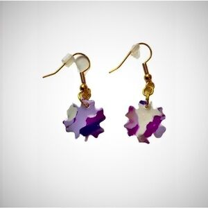 KVITKA CREATIONS Handmade Purple Marble Clay Flower Dangle Earrings